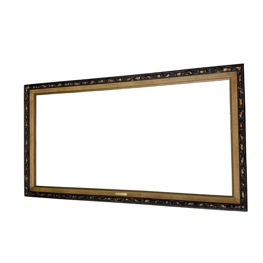Vintage Ornate Gold Dark Wood Picture Frame Baroque‎ Scrollwork 53.5x26.5 READ